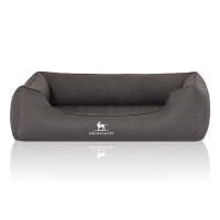 Knuffelwuff Orthopädisches Wasserabweisendes Hundebett Leon aus Velours mit Handwebcharakter XXL 120 x 85cm Anthrazit