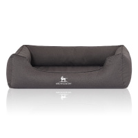 Knuffelwuff Orthopädisches Wasserabweisendes Hundebett Leon aus Velours mit Handwebcharakter XL 105 x 75cm Anthrazit