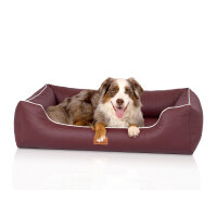 Knuffelwuff orthopädisches Hundebett aus Kunstleder Lovelock XXL 120 x 85cm Weinrot