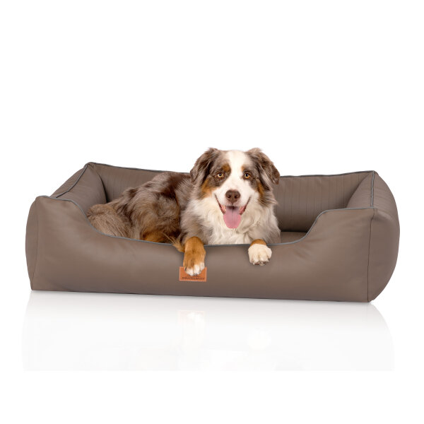 Knuffelwuff orthopädisches Hundebett aus Kunstleder Lovelock XXL 120 x 85cm Earth