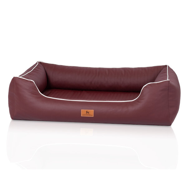 Knuffelwuff orthopädisches Hundebett aus Kunstleder Lovelock XL 105 x 75cm Weinrot