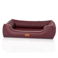Knuffelwuff orthopädisches Hundebett aus Kunstleder Lovelock XL 105 x 75cm Weinrot
