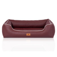 Knuffelwuff orthopädisches Hundebett aus Kunstleder Lovelock XL 105 x 75cm Weinrot
