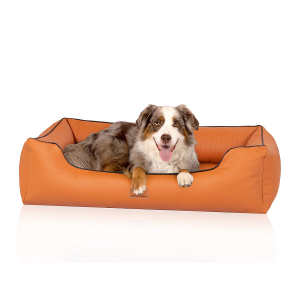 Knuffelwuff orthopädisches Hundebett aus Kunstleder Lovelock XL 105 x 75cm Rusty