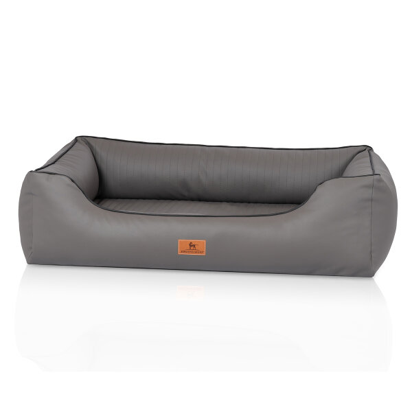 Knuffelwuff orthopädisches Hundebett aus Kunstleder Lovelock XXL 120 x 85cm Grau