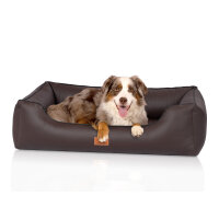 Knuffelwuff orthopädisches Hundebett aus Kunstleder Lovelock XXL 120 x 85cm Braun