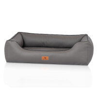 Knuffelwuff orthopädisches Hundebett aus Kunstleder Lovelock M-L 85 x 63cm Grau