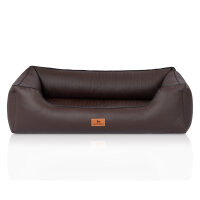 Knuffelwuff orthopädisches Hundebett aus Kunstleder Lovelock M-L 85 x 63cm Braun