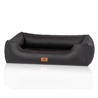 Knuffelwuff orthopädisches Hundebett aus Kunstleder Lovelock M-L 85 x 63cm Schwarz