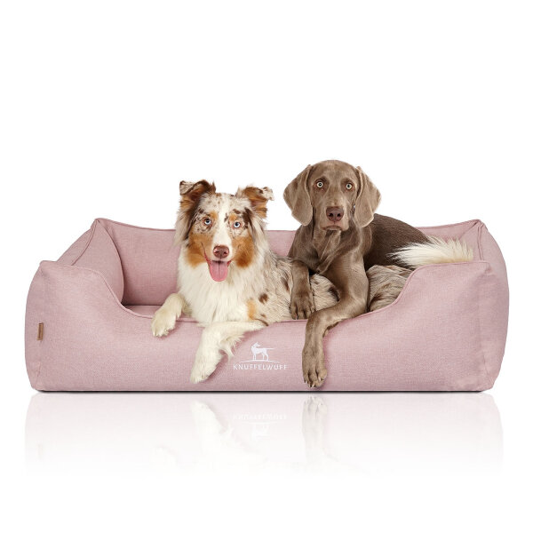 Knuffelwuff Orthopädisches Hundebett Luisa aus Velours mit feinem Handwebcharakter Sunshine Edition XL 105 x 75cm Rosa