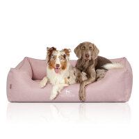 Knuffelwuff Orthopädisches Hundebett Luisa aus Velours mit feinem Handwebcharakter Sunshine Edition XL 105 x 75cm Rosa
