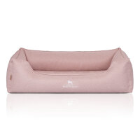Knuffelwuff Orthopädisches Hundebett Luisa aus Velours mit feinem Handwebcharakter Sunshine Edition XL 105 x 75cm Rosa