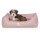 Knuffelwuff Orthopädisches Hundebett Luisa aus Velours mit feinem Handwebcharakter Sunshine Edition M-L 85 x 63cm Rosa