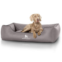 Knuffelwuff Orthopädisches Hundebett Madison aus laser-gestepptem Kunstleder XL 105 x 75cm Grau