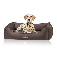 Knuffelwuff orthopädisches Hundebett Oliver aus pflegeleichtem Easy Clean Stoff in Wildlederoptik XXXL Dunkelbraun