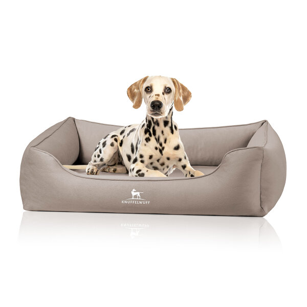 Knuffelwuff orthopädisches Hundebett Oliver aus pflegeleichtem Easy Clean Stoff in Wildlederoptik XL Hellbraun