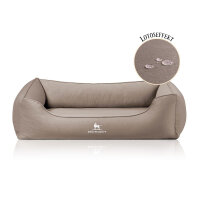 Knuffelwuff orthopädisches Hundebett Oliver aus pflegeleichtem Easy Clean Stoff in Wildlederoptik XL Hellbraun