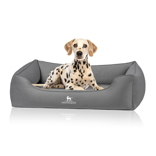 Knuffelwuff orthopädisches Hundebett Oliver aus pflegeleichtem Easy Clean Stoff in Wildlederoptik XL Dunkelgrau