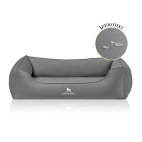 Knuffelwuff orthopädisches Hundebett Oliver aus pflegeleichtem Easy Clean Stoff in Wildlederoptik XL Dunkelgrau