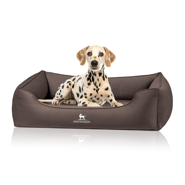 Knuffelwuff orthopädisches Hundebett Oliver aus pflegeleichtem Easy Clean Stoff in Wildlederoptik M-L Dunkelbraun