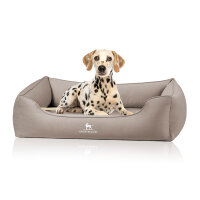 Knuffelwuff orthopädisches Hundebett Oliver aus pflegeleichtem Easy Clean Stoff in Wildlederoptik M-L Hellbraun