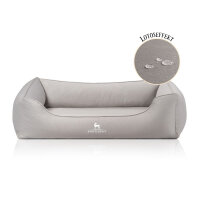 Knuffelwuff orthopädisches Hundebett Oliver aus pflegeleichtem Easy Clean Stoff in Wildlederoptik S Grau