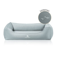Knuffelwuff orthopädisches Hundebett Oliver aus pflegeleichtem Easy Clean Stoff in Wildlederoptik S Petrol