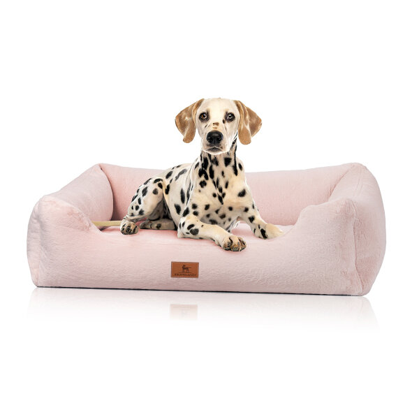 Knuffelwuff orthopädisches Hundebett mit kuschelig weichem Kaninchen Fellimitat Schnuffelupagus XXL Rosa