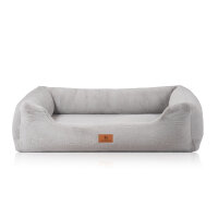 Knuffelwuff orthopädisches Hundebett mit kuschelig weichem Kaninchen Fellimitat Schnuffelupagus Übergröße XXXL Grau