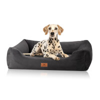 Knuffelwuff orthopädisches Hundebett mit kuschelig weichem Kaninchen Fellimitat Schnuffelupagus Übergröße XXXL Schwarz