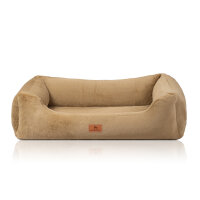Knuffelwuff orthopädisches Hundebett mit kuschelig weichem Kaninchen Fellimitat Schnuffelupagus Übergröße XXXL Braun