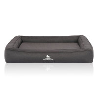 Knuffelwuff Orthopädisches Hundebett aus Velours mit Handwebcharakter Yukon S 70 x 50cm Anthrazit