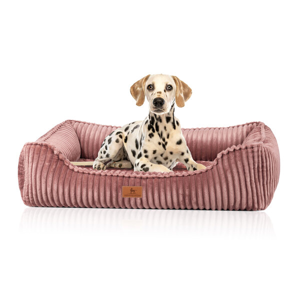 Knuffelwuff orthopädisches Hundebett Sedona aus kuschelig weichem Breitcord S Rosa