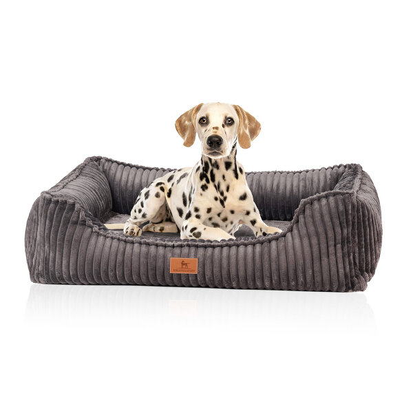 Knuffelwuff orthopädisches Hundebett Sedona aus kuschelig weichem Breitcord S Grau