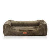 Knuffelwuff orthopädisches Hundebett Sedona aus kuschelig weichem Breitcord S Khaki