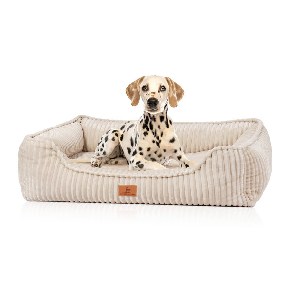Knuffelwuff orthopädisches Hundebett Sedona aus kuschelig weichem Breitcord XXL Beige