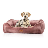 Knuffelwuff orthopädisches Hundebett Sedona aus kuschelig weichem Breitcord M-L Rosa