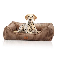 Knuffelwuff orthopädisches Hundebett Sedona aus kuschelig weichem Breitcord M-L Braun