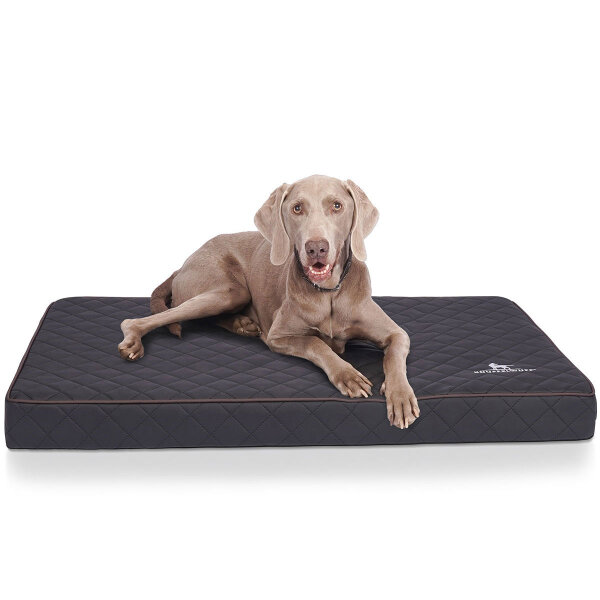 Knuffelwuff Orthopädische Hundematte Juna aus laser-gestepptem Kunstleder XXL 110x66cm Schwarz