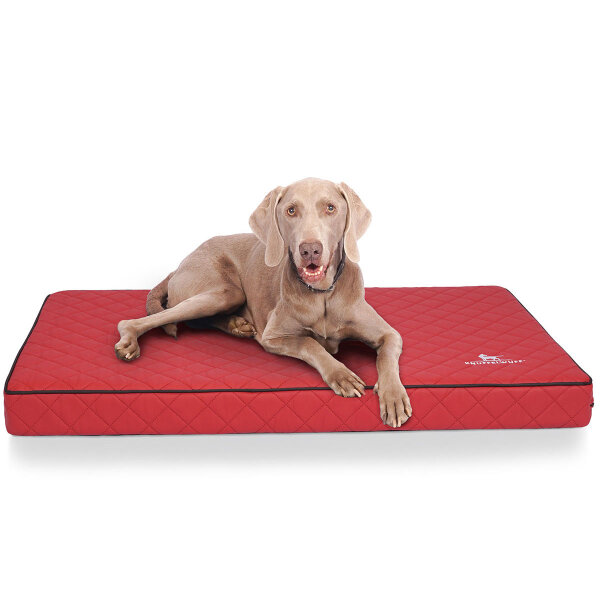 Knuffelwuff Orthopädische Hundematte Juna aus laser-gestepptem Kunstleder L 78x65cm Rot