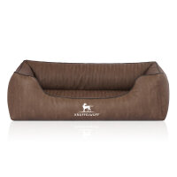 Knuffelwuff Orthopädisches Hundebett Tampa aus laser-gestepptem Kunstleder S 70 x 50cm Braun