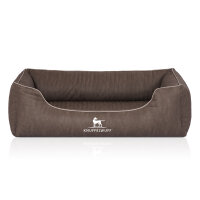 Knuffelwuff Orthopädisches Hundebett Tampa aus laser-gestepptem Kunstleder S 70 x 50cm Braungrau