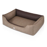 Knuffelwuff Orthopädisches Hundebett Outlander aus laser-gestepptem Kunstleder S 70 x 50cm Natur/Braun