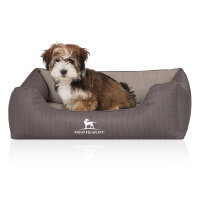 Knuffelwuff Orthopädisches Hundebett Outlander aus laser-gestepptem Kunstleder S 70 x 50cm Dunkelgrau/Grau
