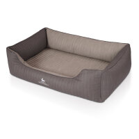 Knuffelwuff Orthopädisches Hundebett Outlander aus laser-gestepptem Kunstleder S 70 x 50cm Dunkelgrau/Grau
