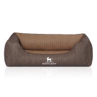 Knuffelwuff Orthopädisches Hundebett Outlander aus laser-gestepptem Kunstleder S 70 x 50cm Coffee/Braun