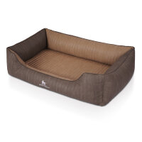 Knuffelwuff Orthopädisches Hundebett Outlander aus laser-gestepptem Kunstleder S 70 x 50cm Coffee/Braun