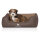Knuffelwuff Orthopädisches Hundebett Outlander aus laser-gestepptem Kunstleder S 70 x 50cm Coffee/Braun