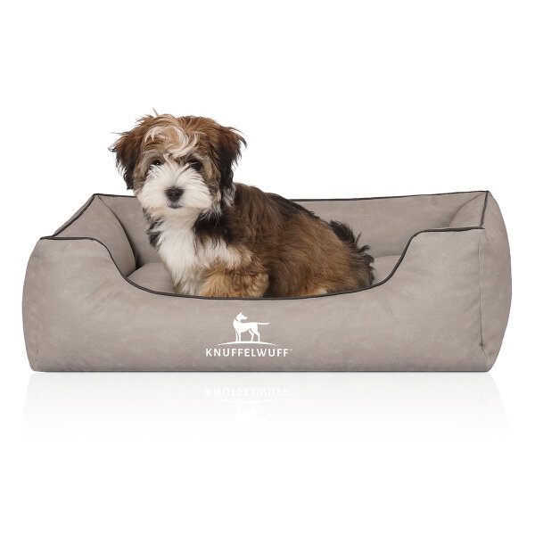 Knuffelwuff Hundebett Scottsdale aus Kunstleder S 70 x 50cm Hellgrau