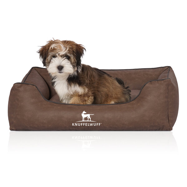 Knuffelwuff Hundebett Scottsdale aus Kunstleder S 70 x 50cm Braun